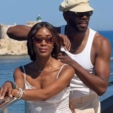 SICILY, ITALY - JUNE 30: Naomi Campbell and Colman Domingo are seen on the Ritz-Carlton Yacht on June 30, 2025 in Sicily, Italy. 
