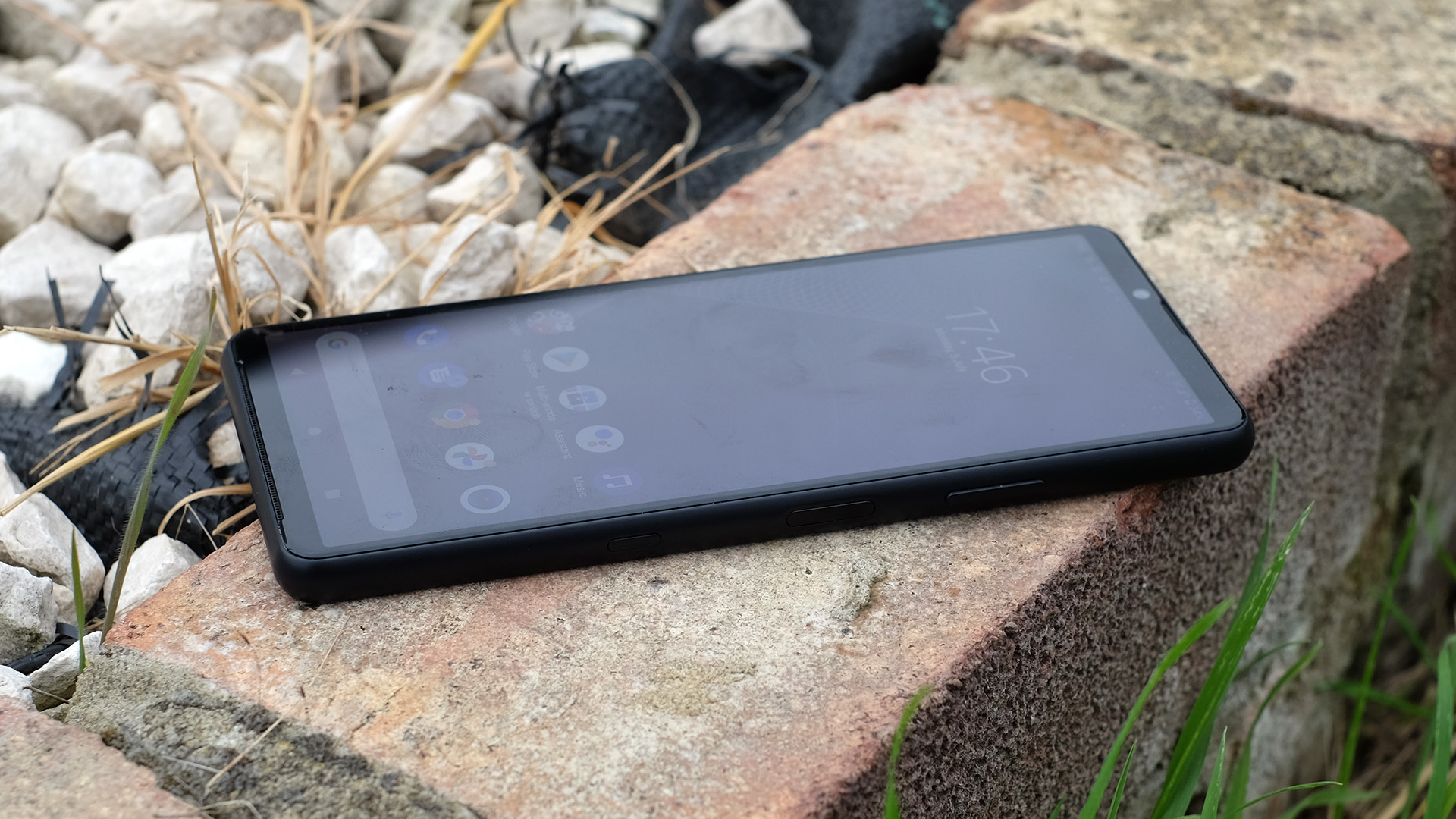 The Sony Xperia 10 III sat on a wall