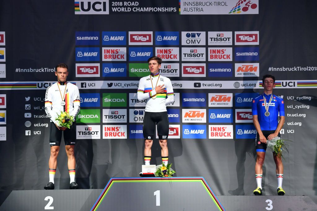 The junior men's podium
