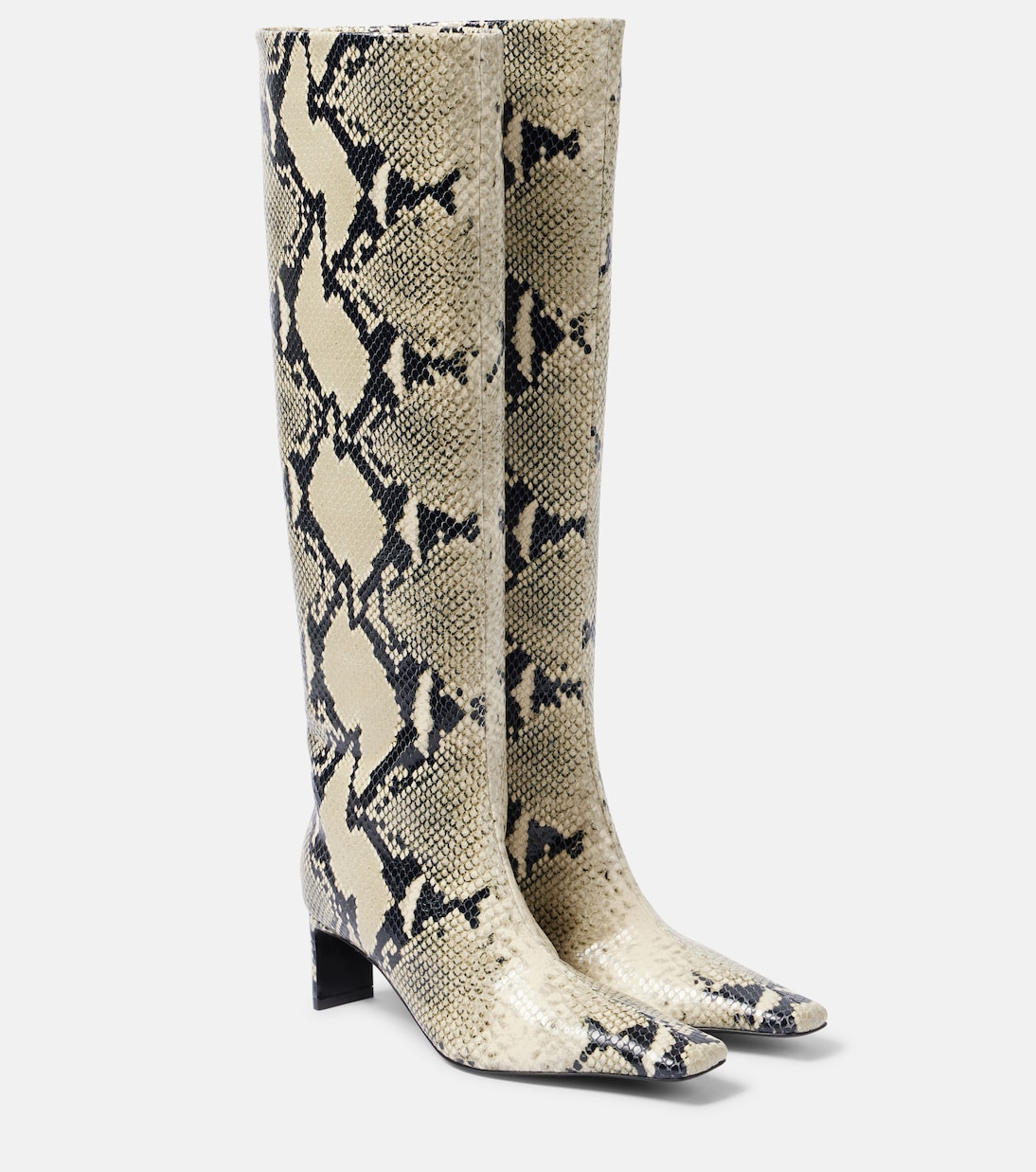 Ona 55 Snake-Effect Leather Knee-High Boots