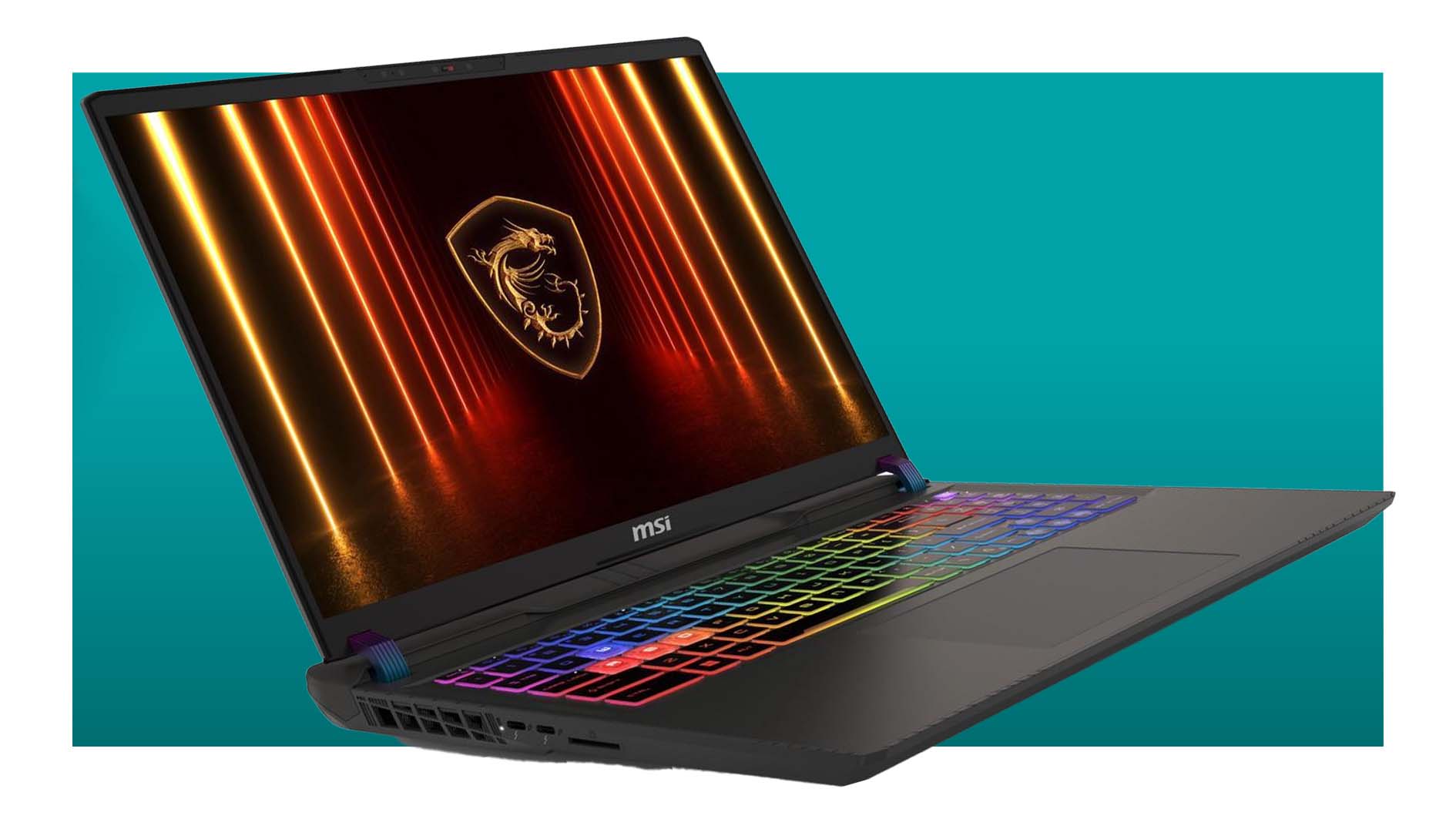 MSI Vector 16 HX AI gaming laptop on a blue background