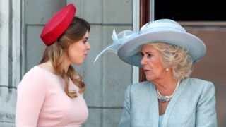 Princess Beatrice and Camilla, Duchess of Cornwall stand on the balcony of Buckingham Palace