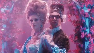 Taylor Swift and Jack Antonoff dressed like old European royalty in crowns and wigs for Swift's "Bejeweled" music video.