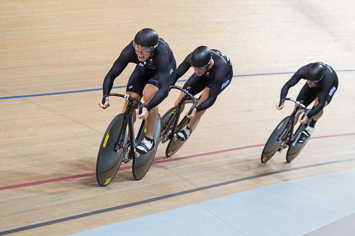 The New Zealand team sprint trio