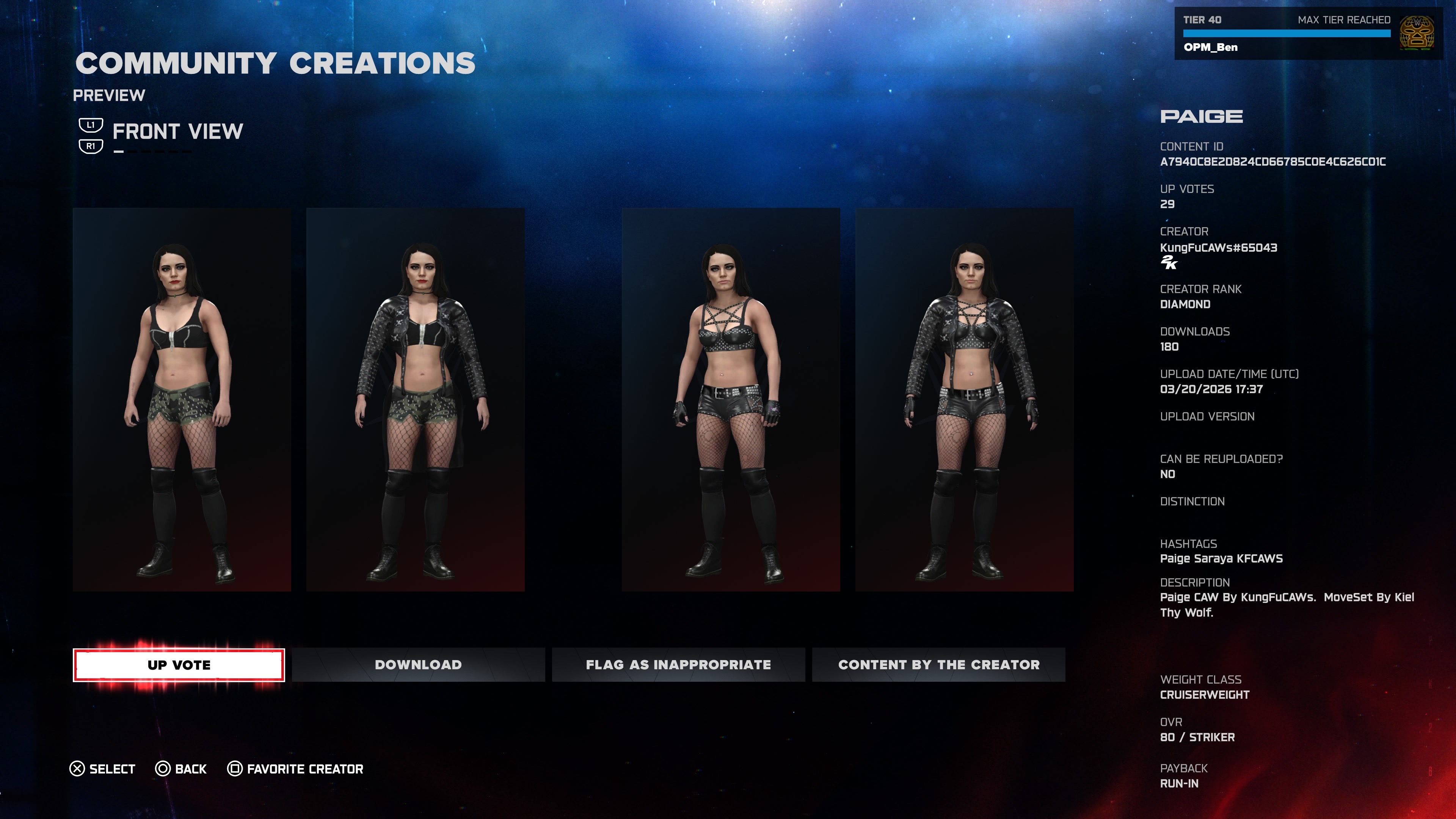 An awesome WWE 2K26 CAW for Paige, AKA Saraya