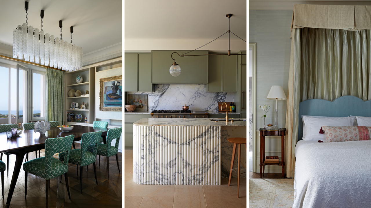 three images of grand modern home in south of france