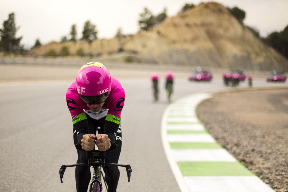 Riders dila in their time trial positions