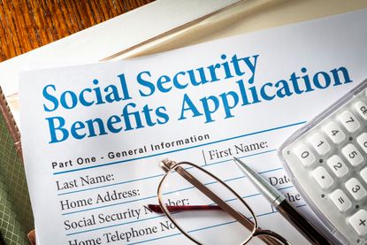 A picture of a Social Security benefits application. 