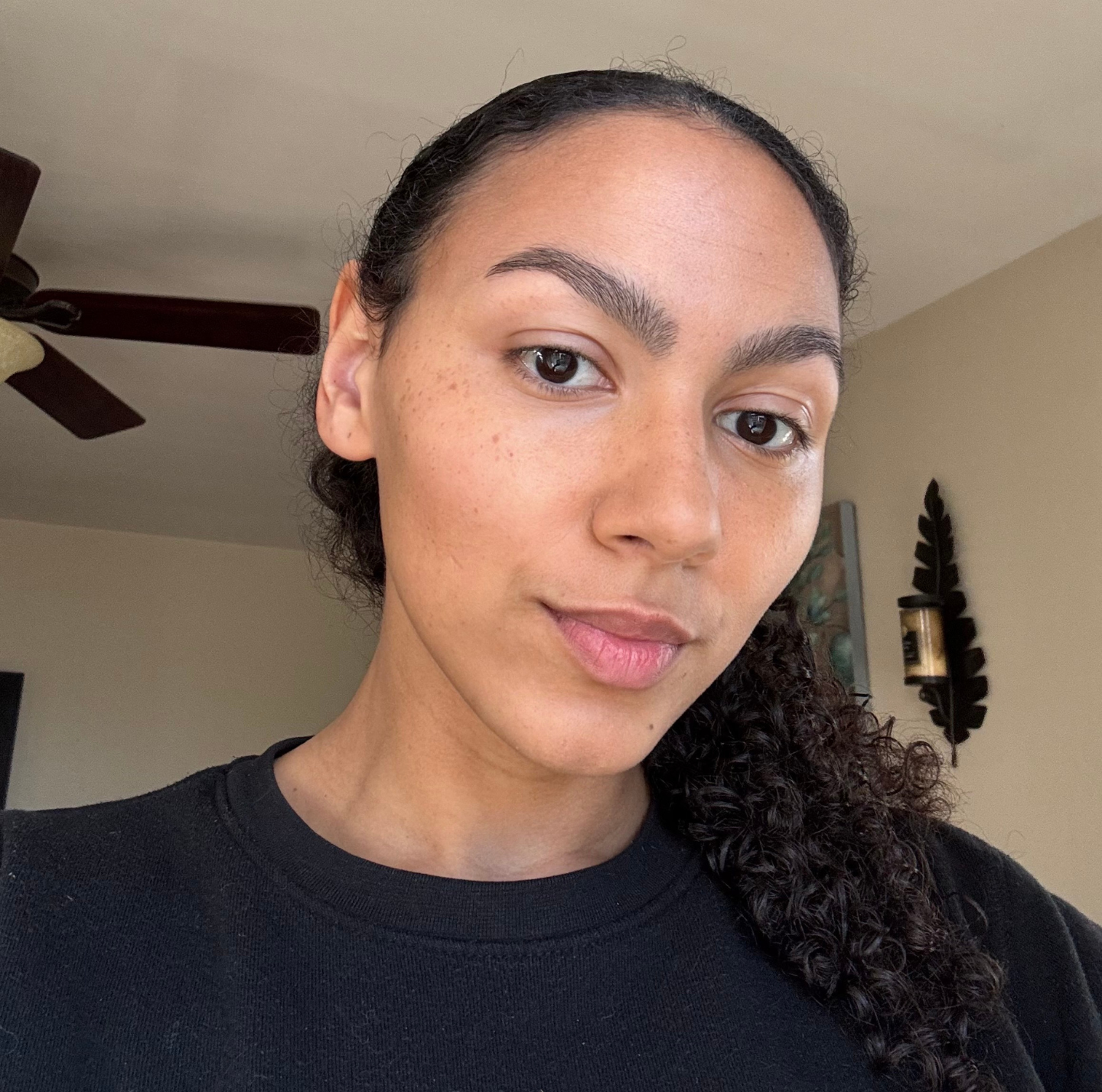 Sabrina Talbert after applying the Anastasia Beverly Hills MiniStroke Brow Pen in medium brown.