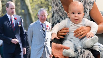 King Charles and Prince William could have a major say in Archie's future. Seen here all three royals are side-by-side at different occasions