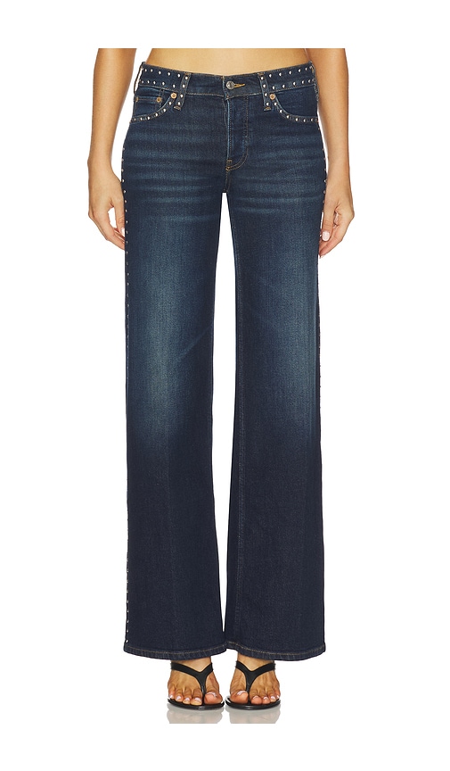 Studded Mid Rise Wide Leg Jeans