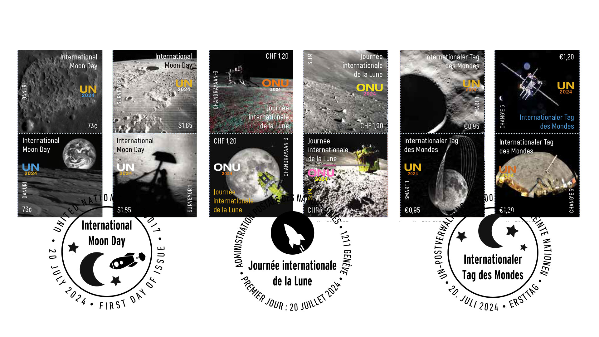  United Nations marks Apollo 11 55th with international moon missions stamps 