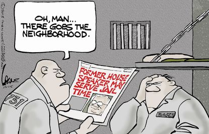 Political cartoon U.S. Republican Dennis Hastert Prison