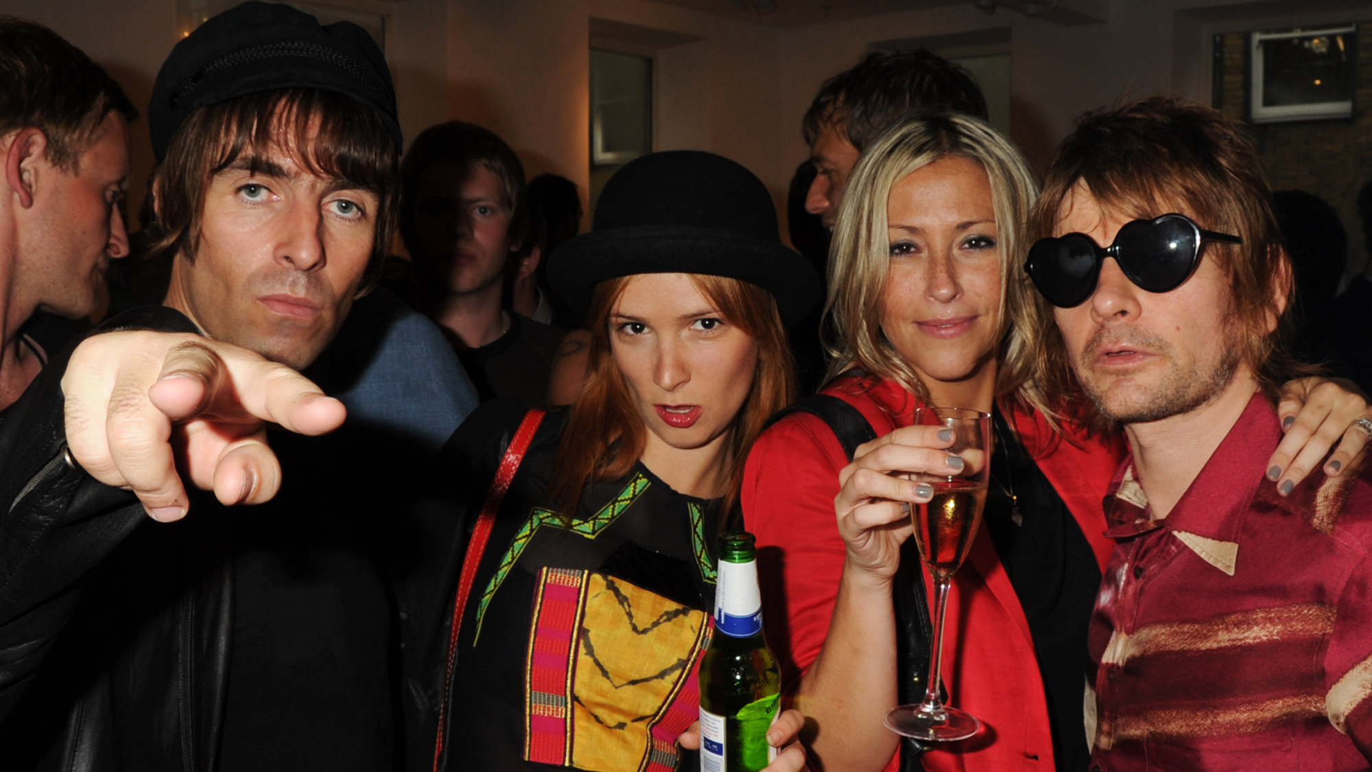 Liam Gallagher, Sharna Liguz, Nicole Appleton and Zak Starkey attend the launch party of Liam Gallagher&#039;s new store Pretty Green on July 29, 2010