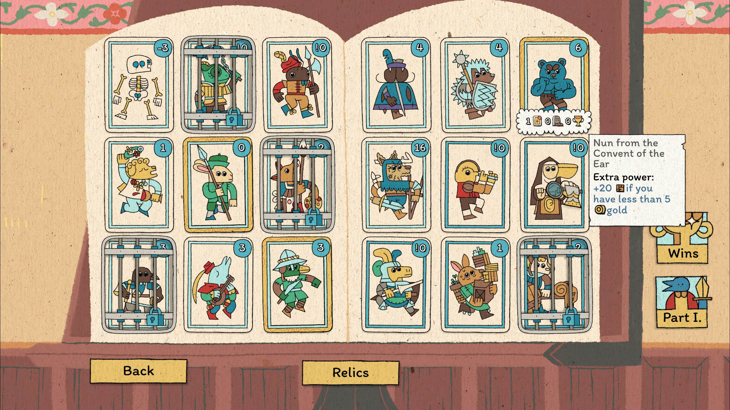 The collection screen in The Royal Writ.