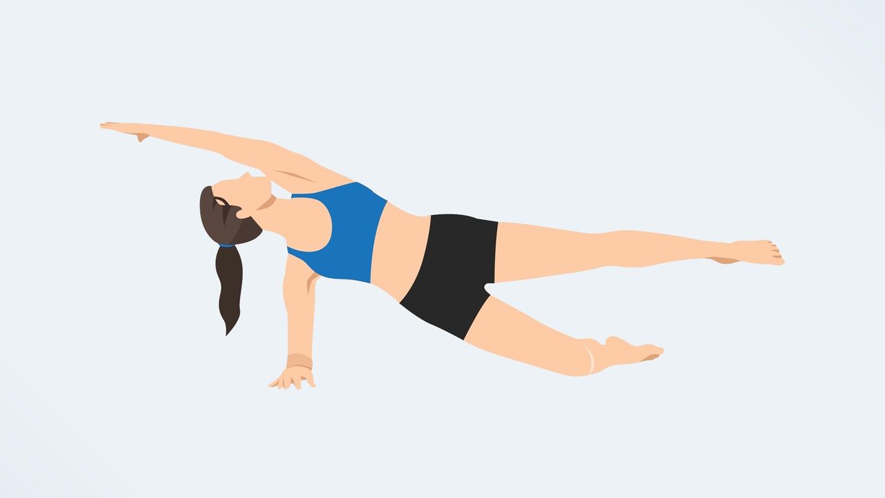 an illo of a woman doing a side plank with her knee on the floor