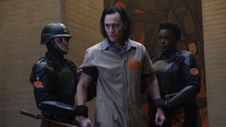 Tom Hiddleston and Wunmi Mosaku in Loki