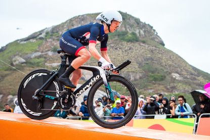 Emma Pooley competing at the 2016 Rio Olympics