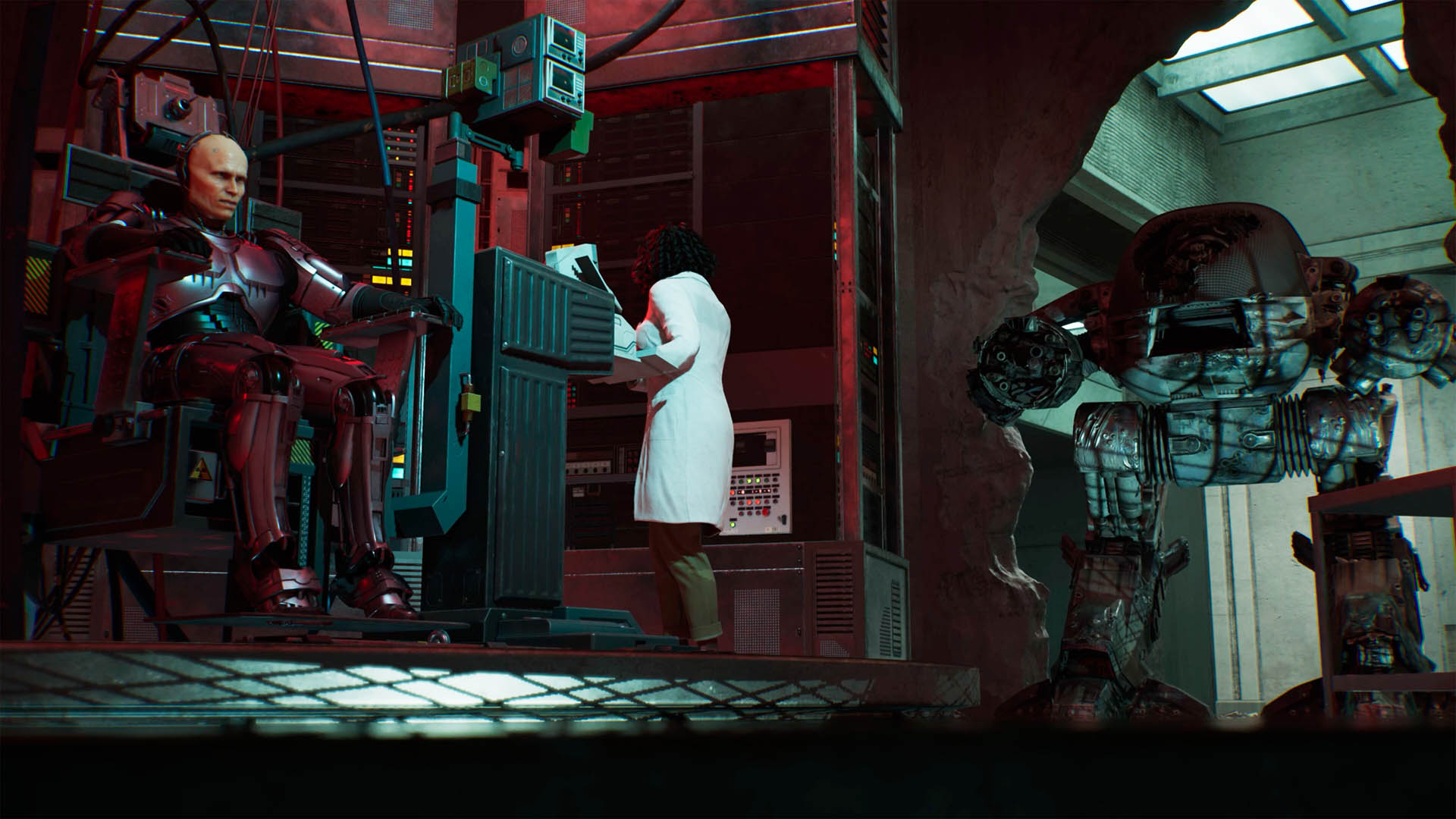 ED-209 breaks through a wall to rescue RoboCop in RoboCop: Rogue City - Unfinished Business