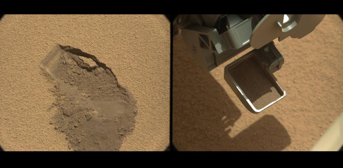 curiosity rover first mars scoop