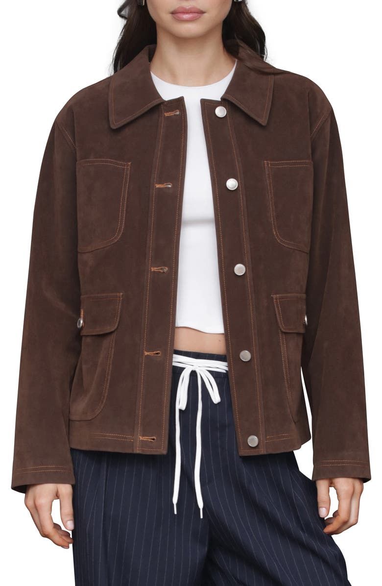 Faux Suede Crop Barn Jacket