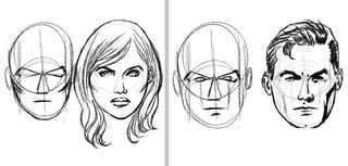 How to draw a face: A sketch of a woman's face and a man's face
