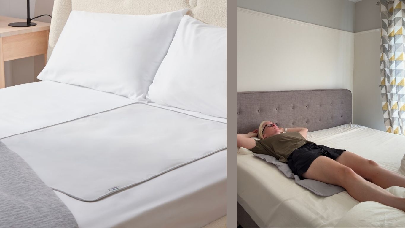 woman laying on top of a silentnight cooling gel pad