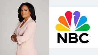 Kristen Welker and the NBC logo