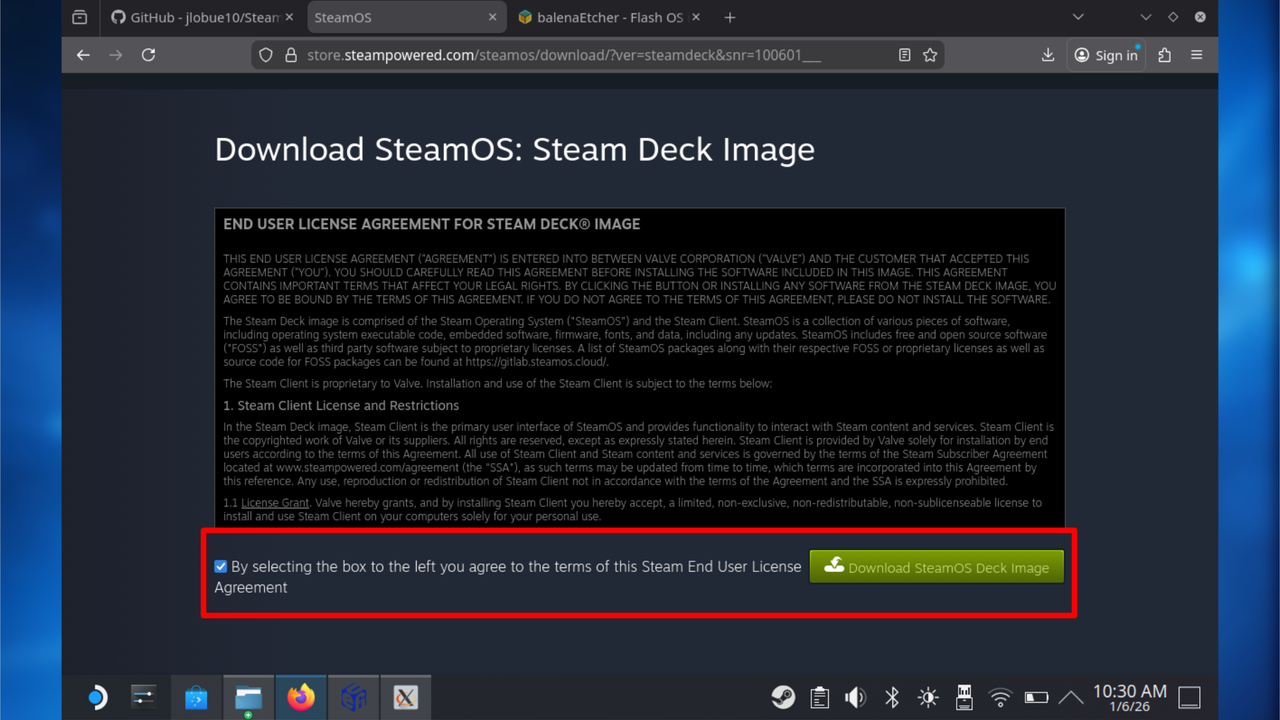 SteamOS guide on creating recovery media