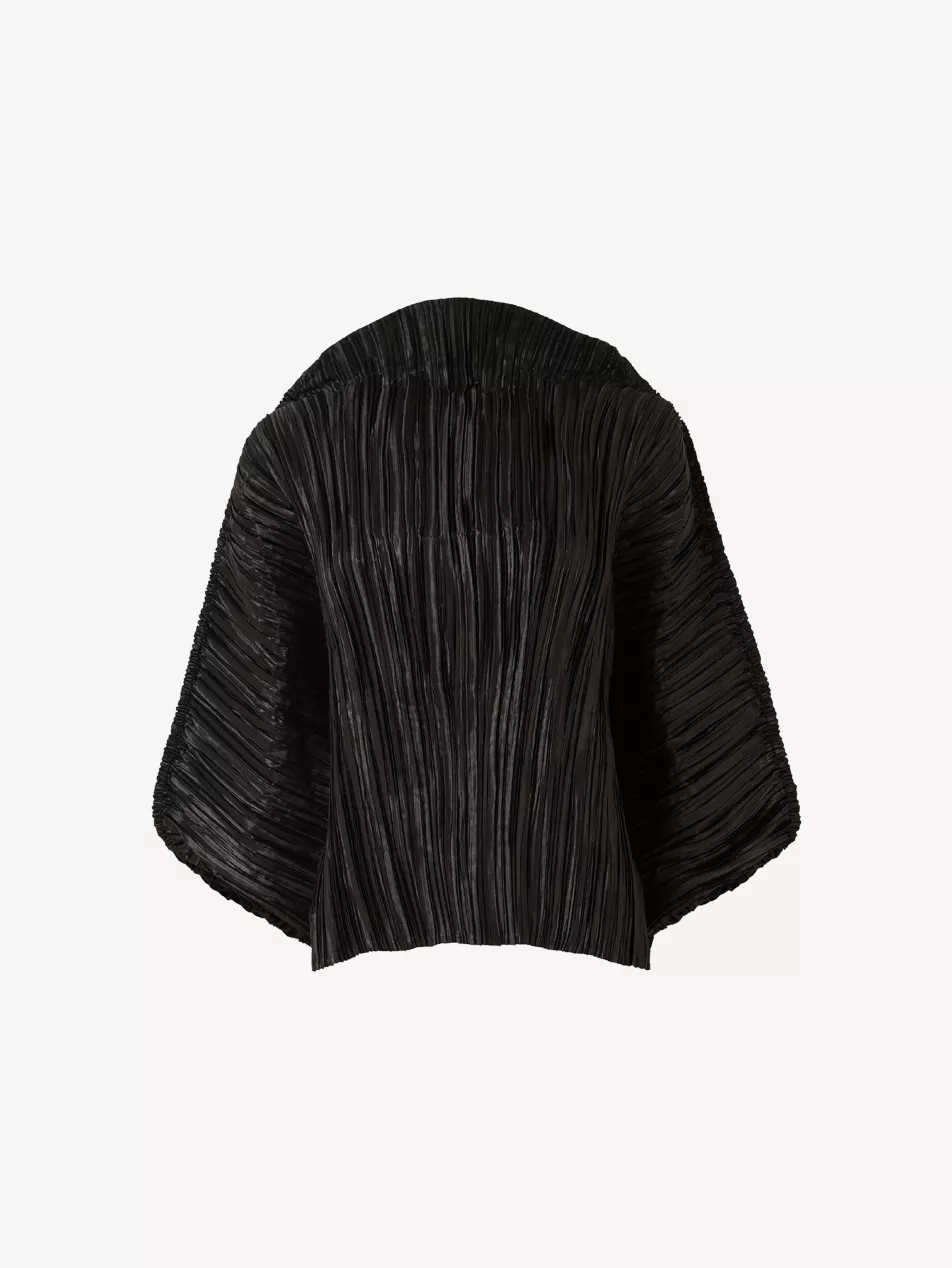 Plisse Batwing Woven Top - S