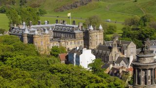 Holyrood Palace at Royal Milefrom Calton Hill. Edinburgh. Lothian Region. Scotland. U.K.