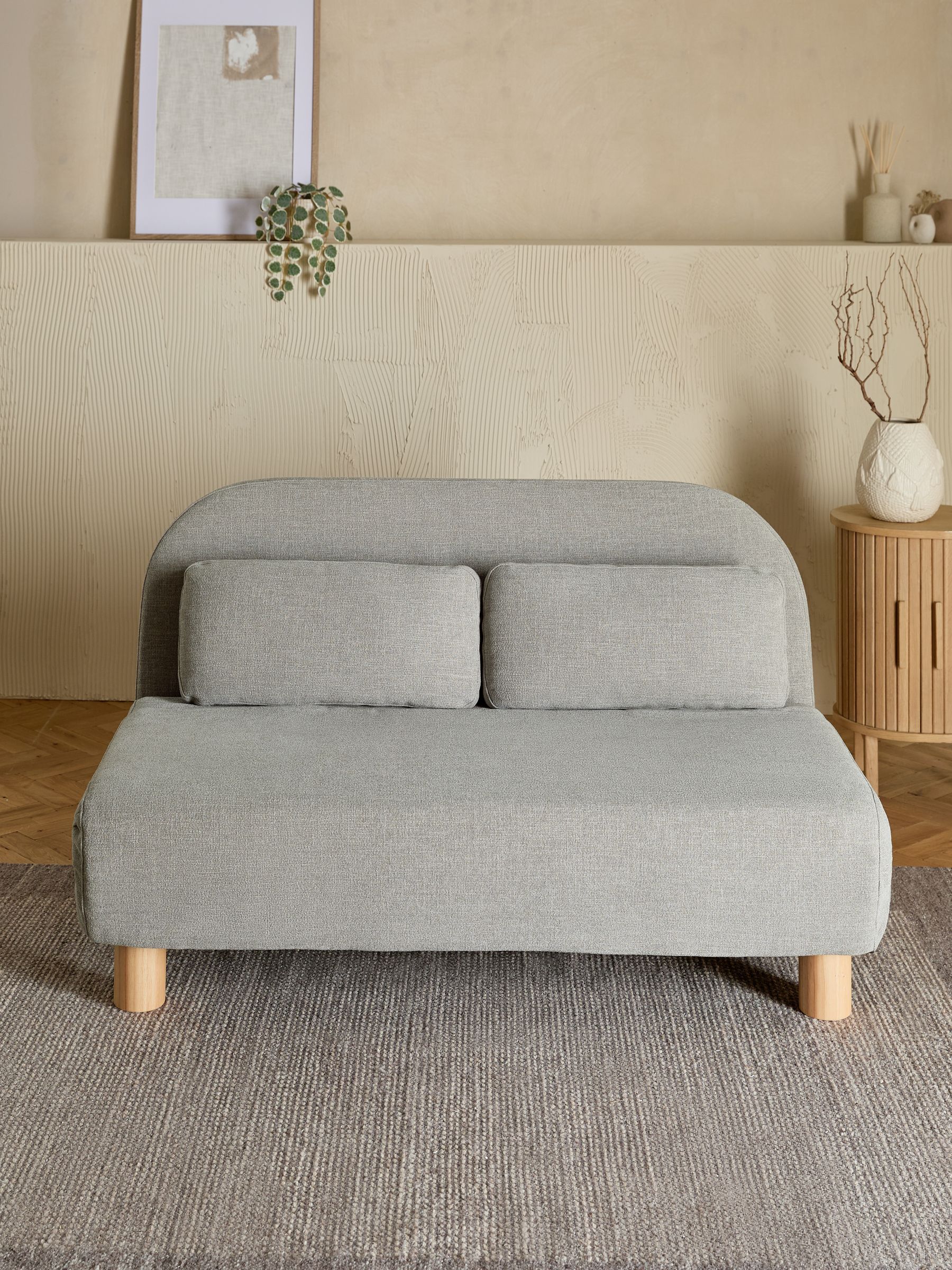 Brushed Weave Light Warm Grey Palma Double Sofa Bed