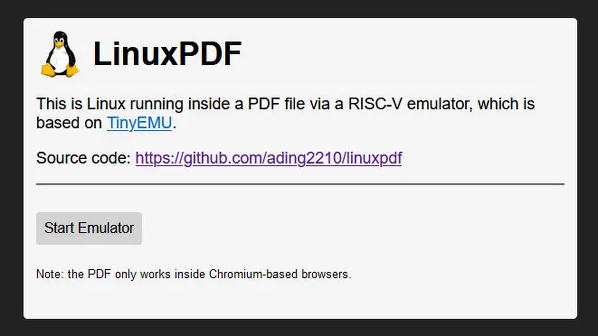 First Doom, now Linux: an unnamed high school student runs Linux OS in a PDF doc in Google Chrome so what's next?