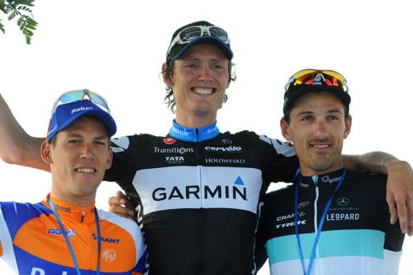 Johan Van Summeren (Garmin-Cervelo) smiles atop the podium