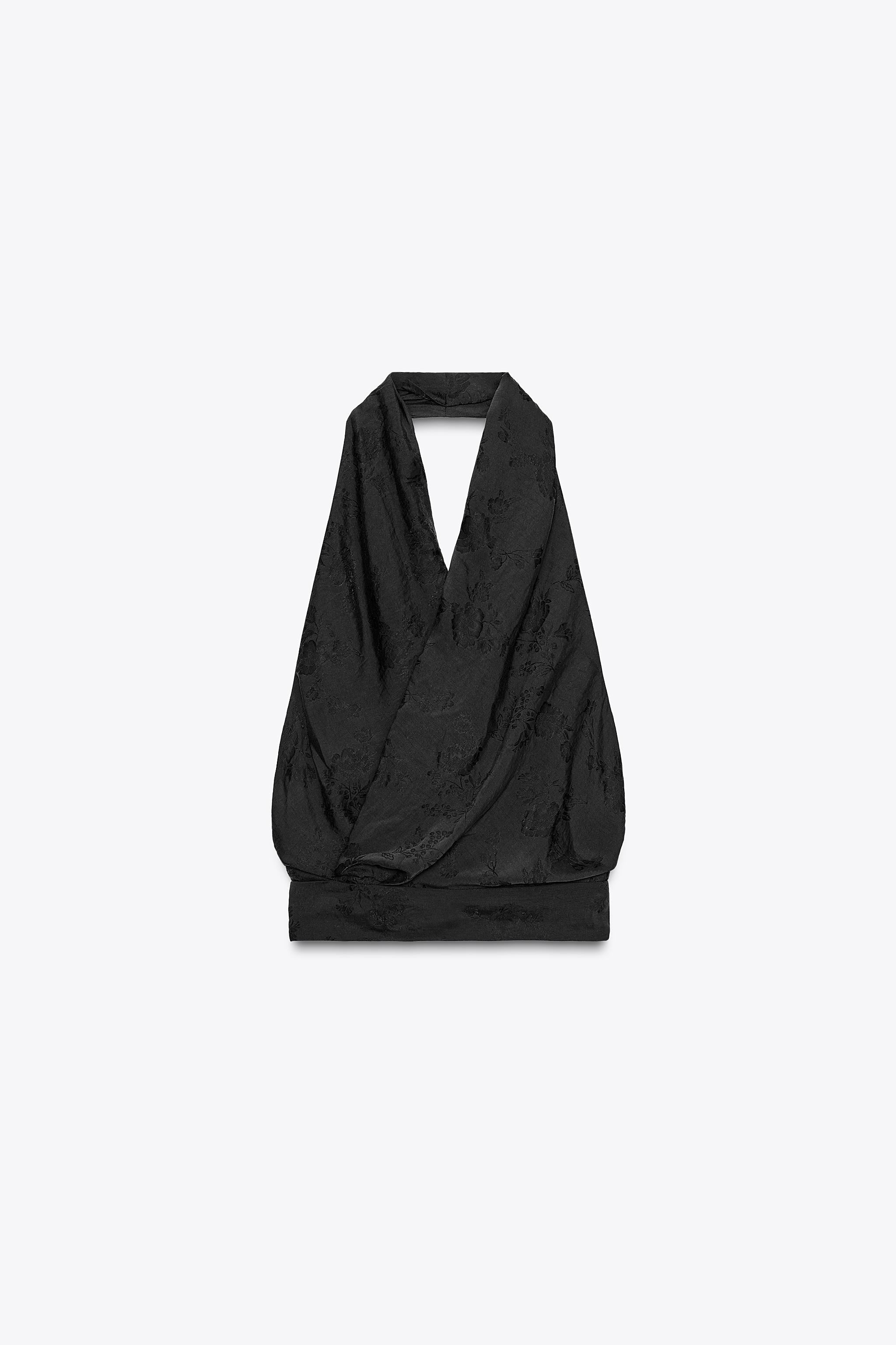 ZARA, Zw Collection Floral Jacquard Halter Top