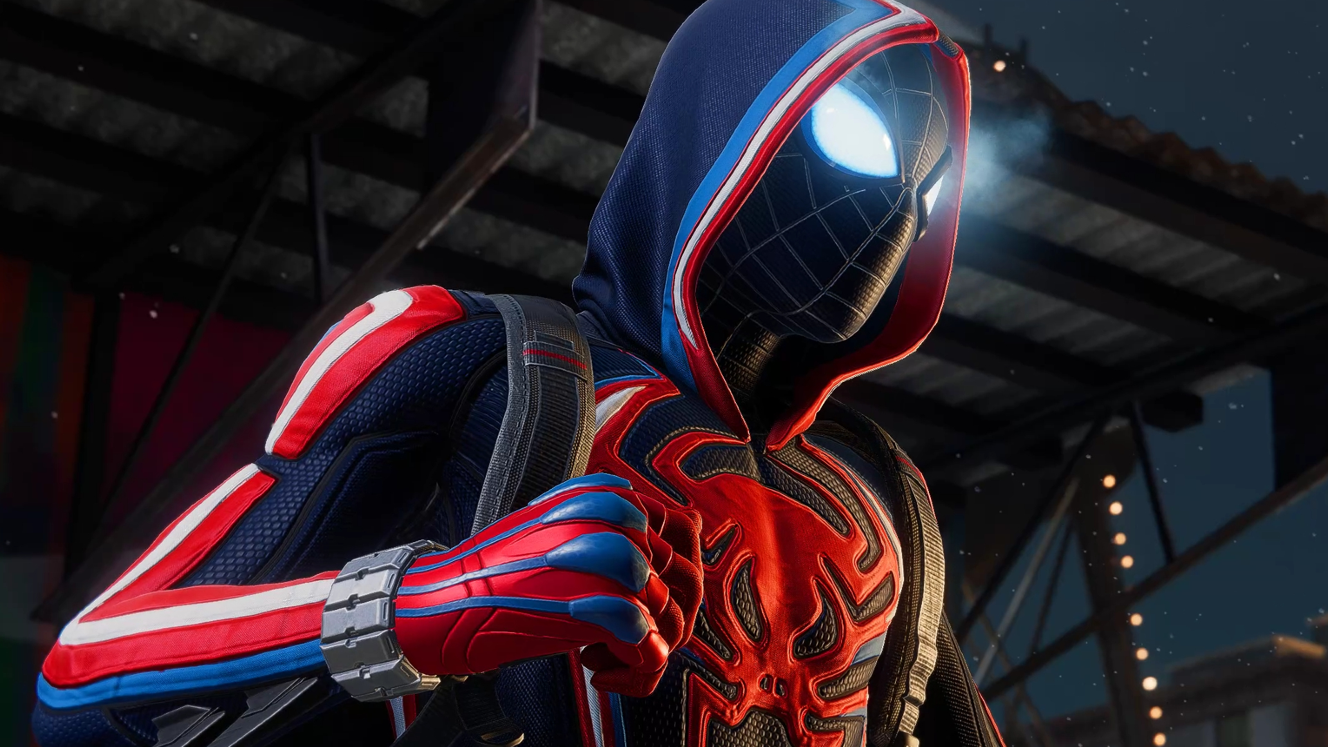 Miles Morales carries a backpack.