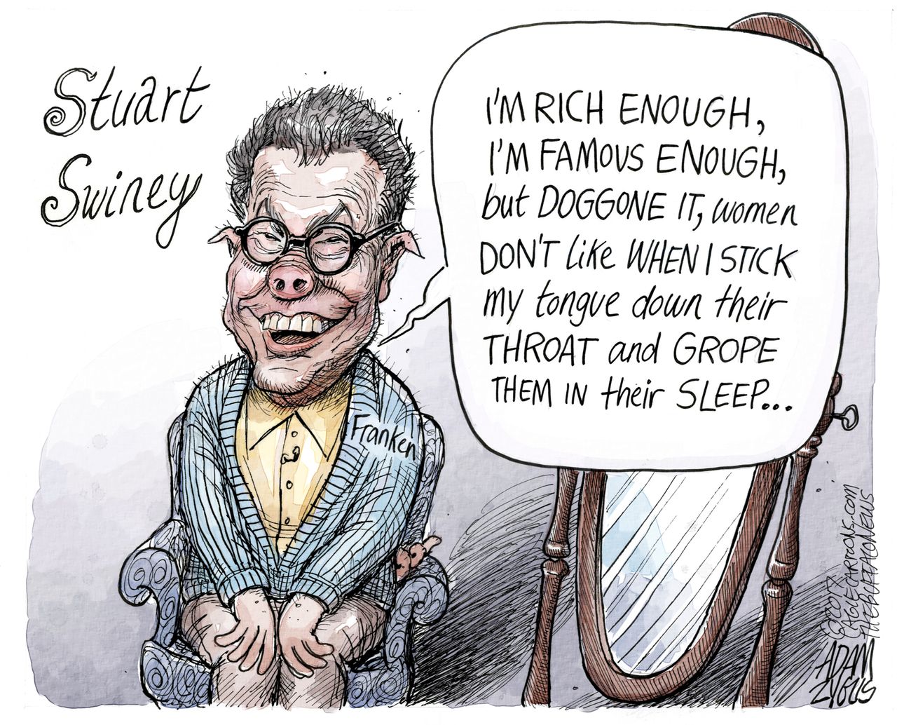 Political cartoon U.S. Al Franken sexual assault