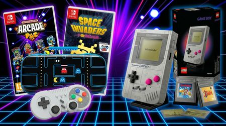 Compilation of retro games and Nintendo Switch accessories