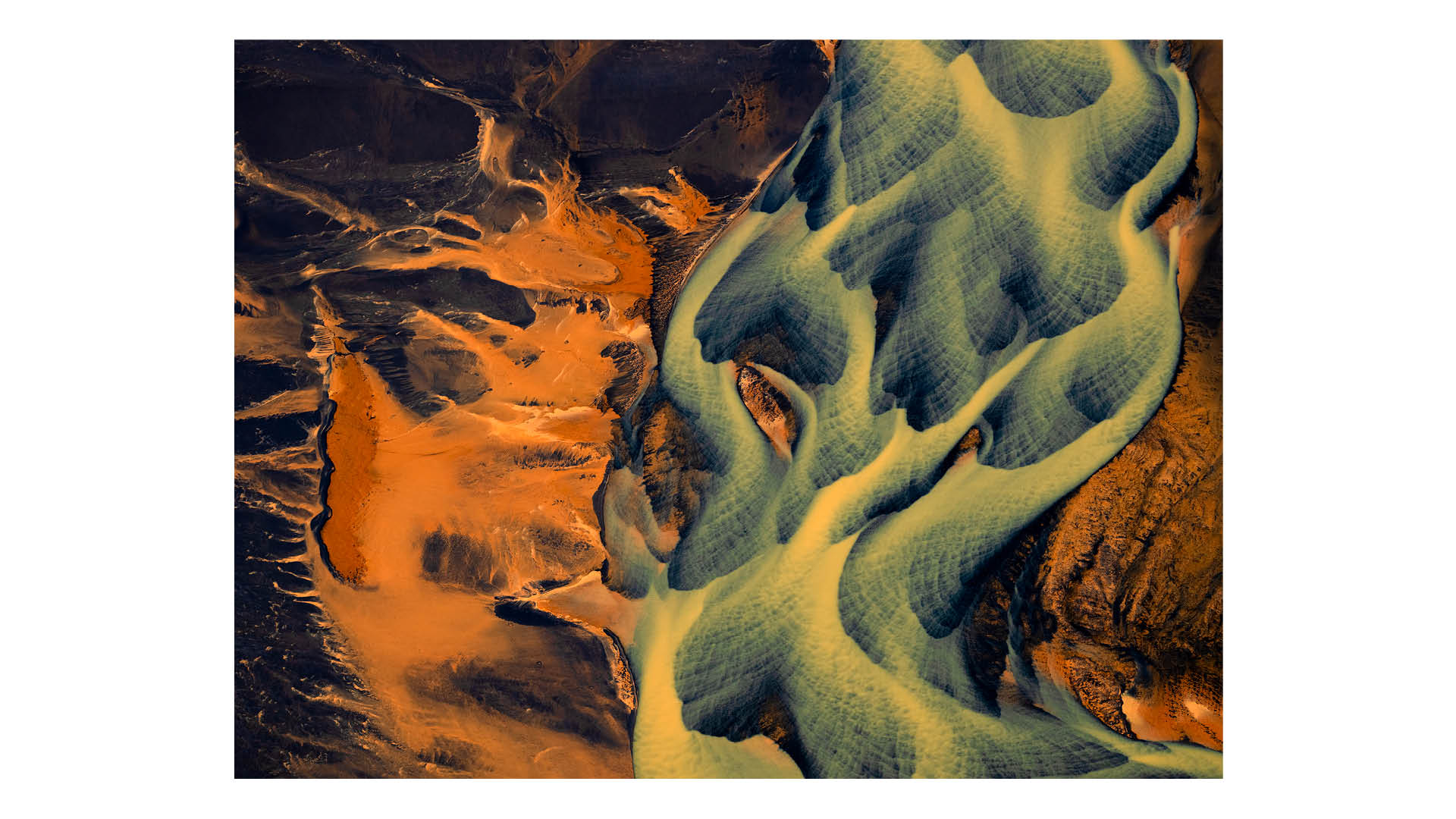 Photograph taken by photographer and conservationist Jon McCormack in Iceland, 2025, showing "rivers spread across broad outwash plains".