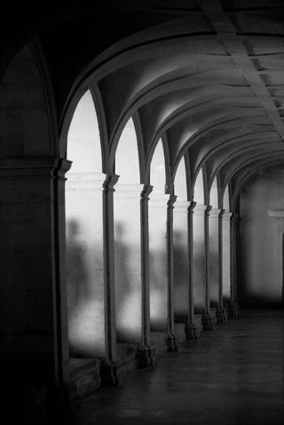 Shadows of dancers at the abbey at Hautvillers