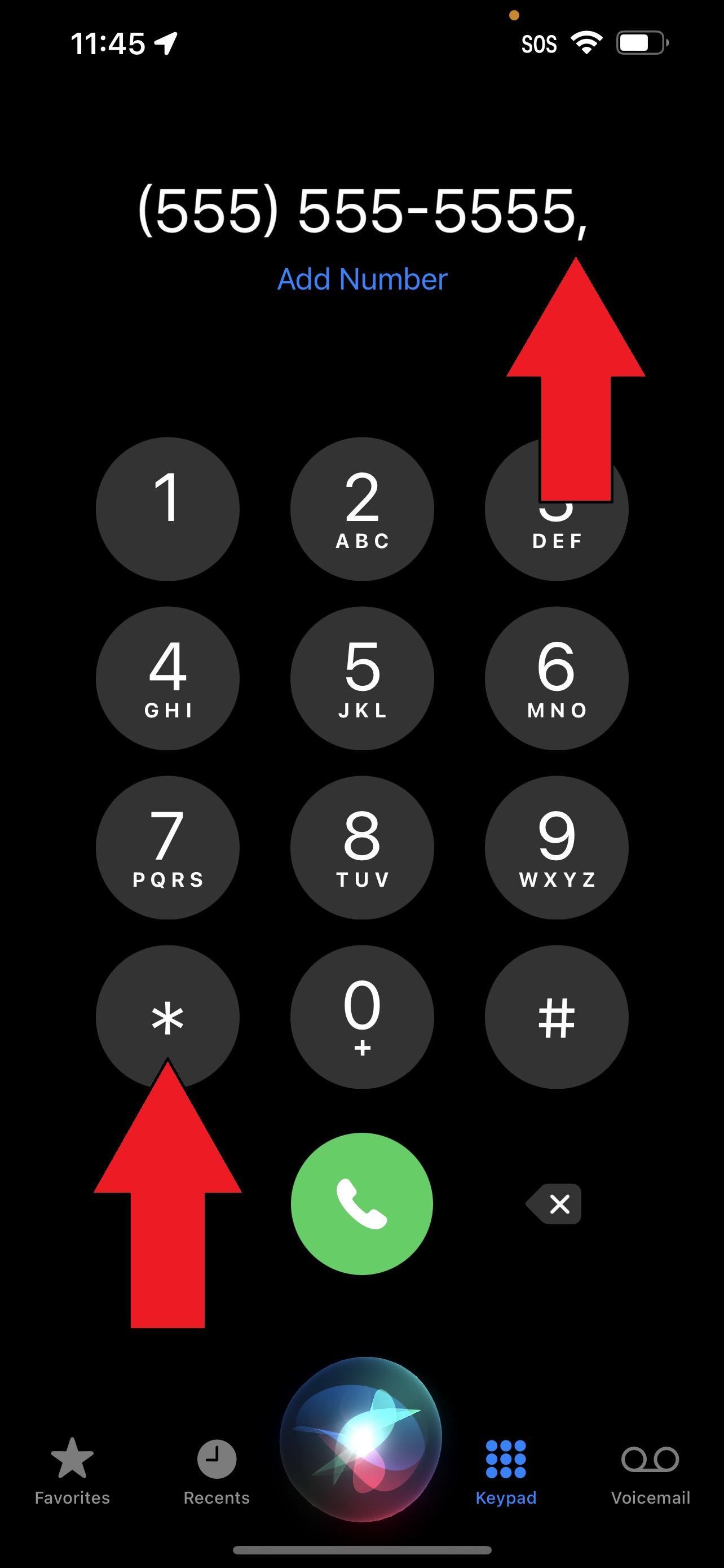 How to dial an extension on iPhone