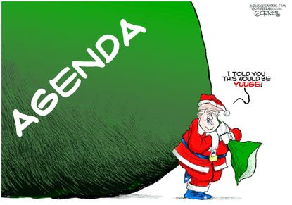 Political cartoon U.S. Trump Christmas agenda