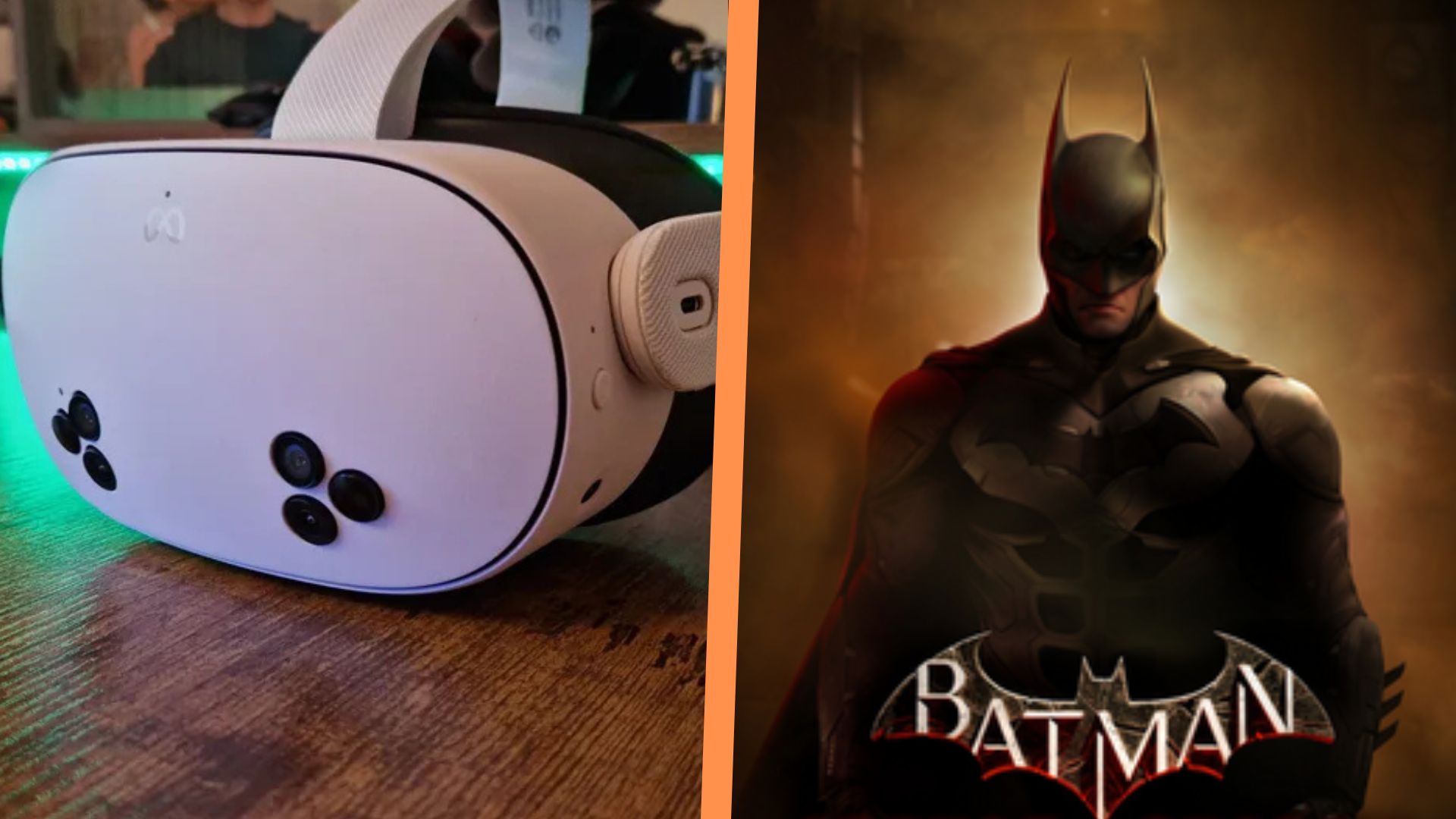 A Meta Quest 3S review image next to a cover image for Batman Arkham Shadow
