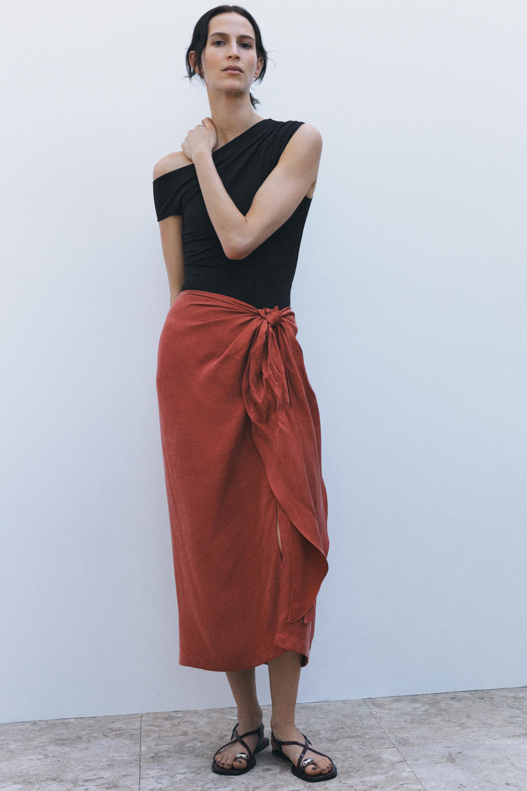 Zw Collection Tie Midi Skirt