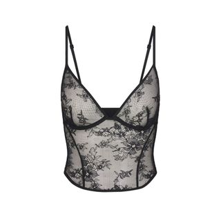 Skims, Ultra Fine Lace Plunge Corset | Onyx