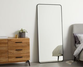 Alana Extra Large Leaning Mirror in bedroom bedside bed