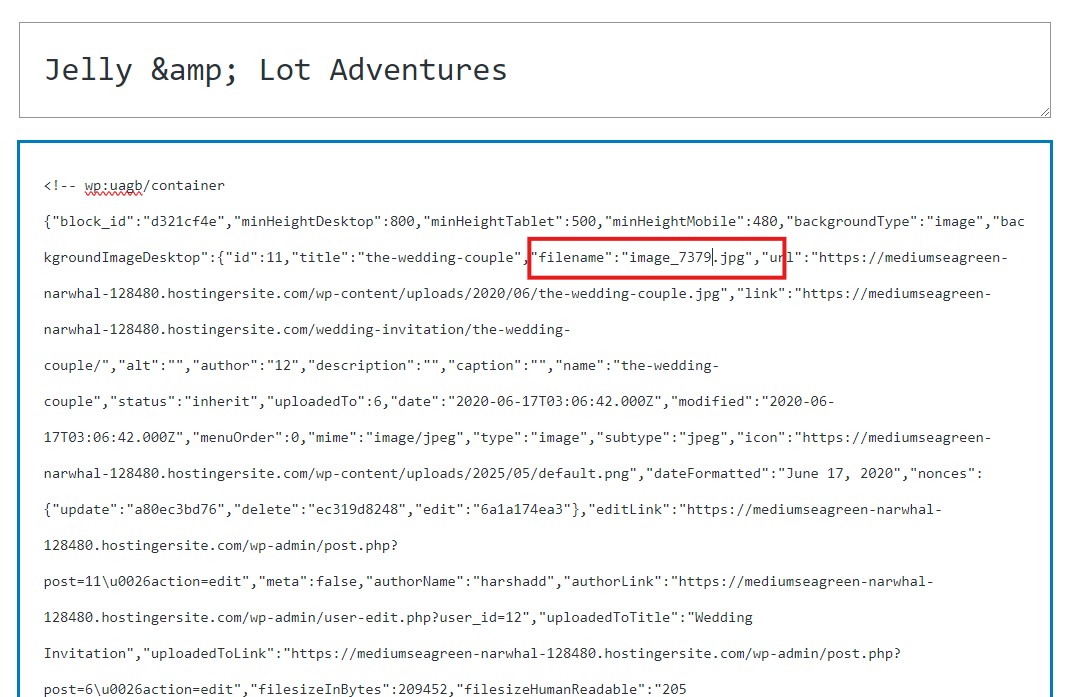 Screenshots of WordPress HTML editor