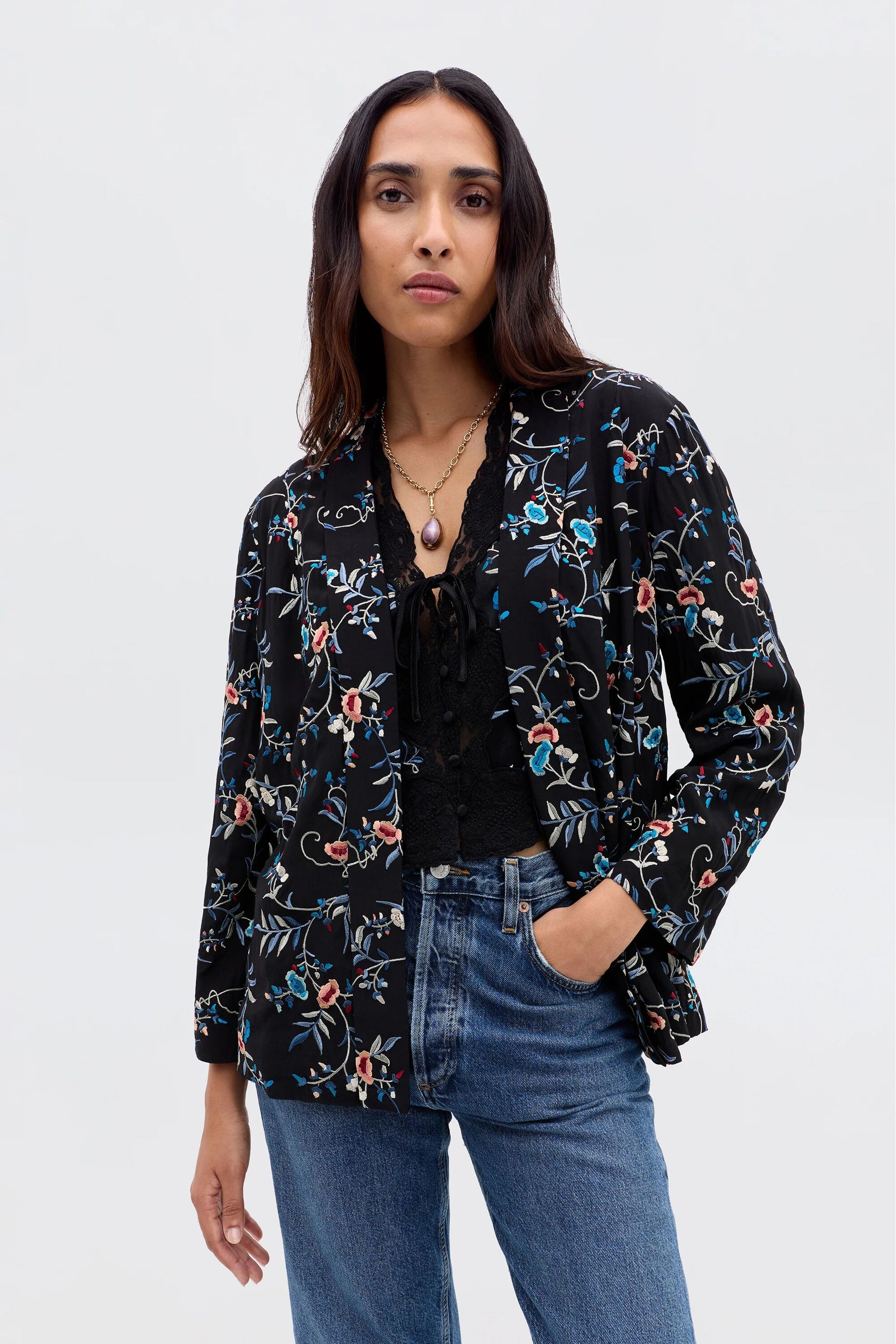 Malachy - Botanical Embroidery Black