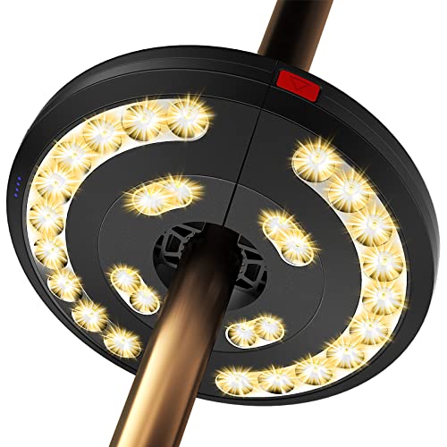 Garden Parasol Lights Led, Patio Umbrella Pole Light, Usb Rechargeable Cordless Light for Patio Garden Pool Ornaments, Outdoor Lighting for Cantilever Banana Hanging Beach Parasol Umbrella, Warm