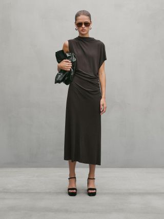 Massimo Dutti draped midi dress